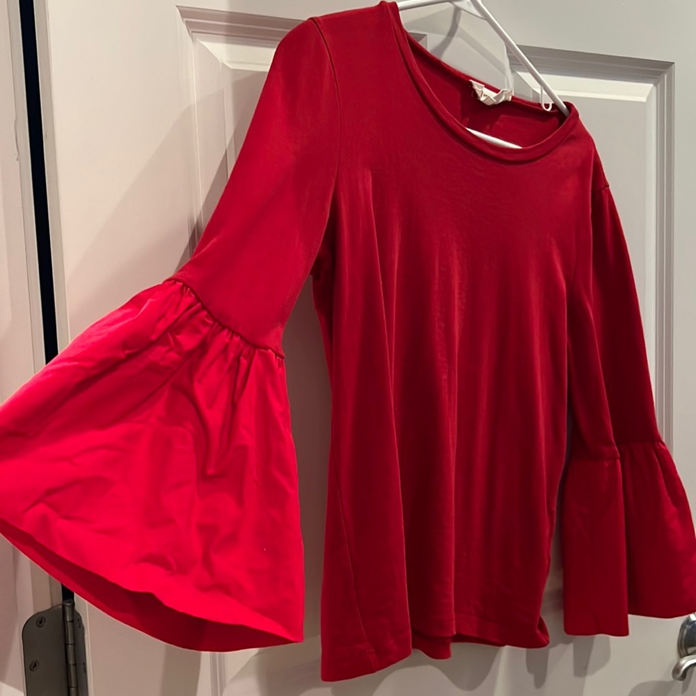 Anthropologie bell sleeve top red